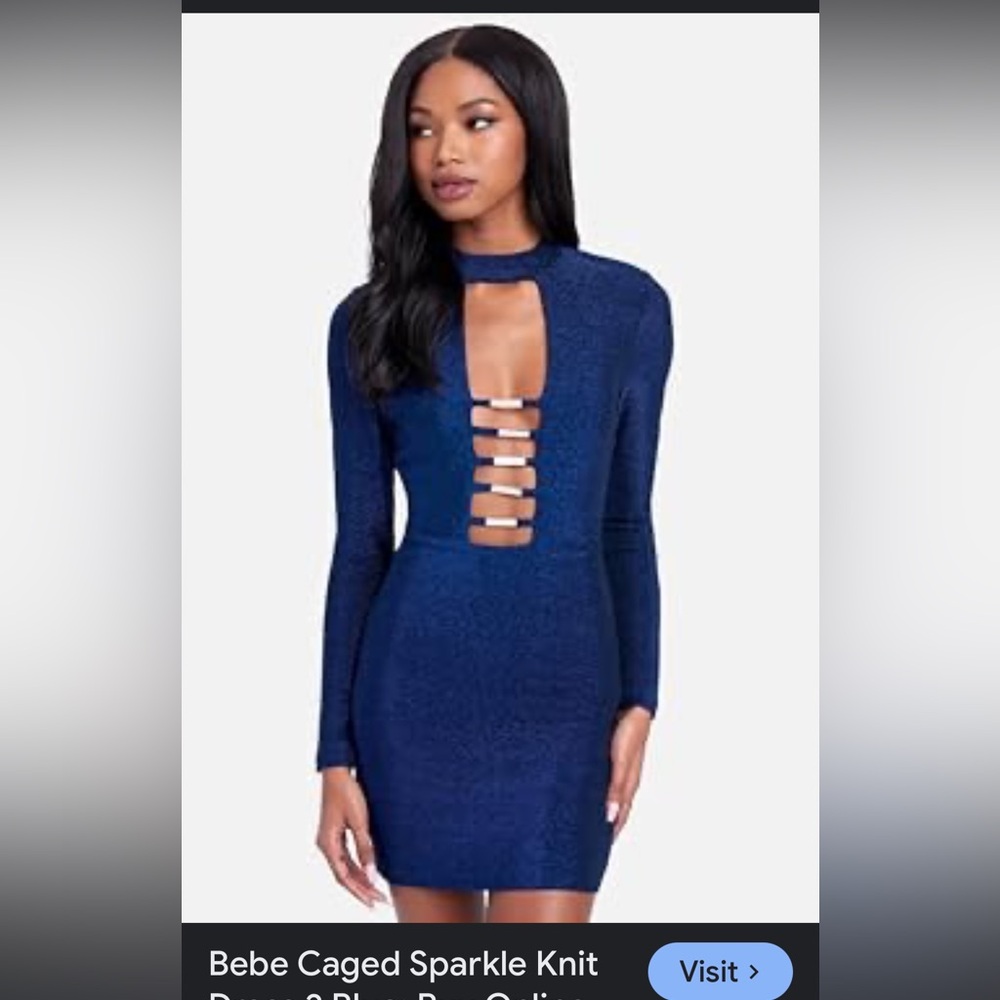 Bebe caged sparkle blue knot dress NEW never worn tags on